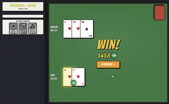 Blackjack: CHEAT THE HOUSE! 游戏截图 1